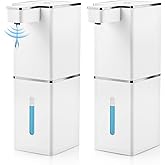 2 Pack 13.5oz/400ml Automatic Soap Dispenser Touchless Liquid Soap Dispenser Waterproof 4-Level Adjustable USB Rechargeable Dispenser Electric Wall Mounted for Bathroom Kitchen Dish Hand Soap