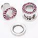 PiercingJ Punk Rhinestone Crystal Screw Tunnels Ear Expander Stretch 0g Plugs Pi.