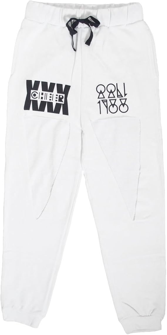 Amazon Cheer チアー スウェットパンツ ダメージ加工 レディース キッズ ジュニア ダンス スポーツジム フィットネス Cx L ホワイト ロングパンツ 通販