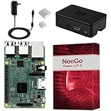 NeeGo Raspberry Pi 3 Kit – Pi 3 Model B Barebones Computer Motherboard with 64bit Quad Core CPU &amp; 1GB RAM, Black Pi3 Case, 2.5A Power Supply &amp; Heatsink 2-Pack