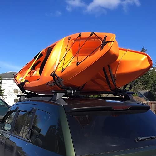 Telakeni 2 Pairs Kayak Carrier Racks, Universal Cars Kayak Canoe Roof Rack for SUV, Jeeps