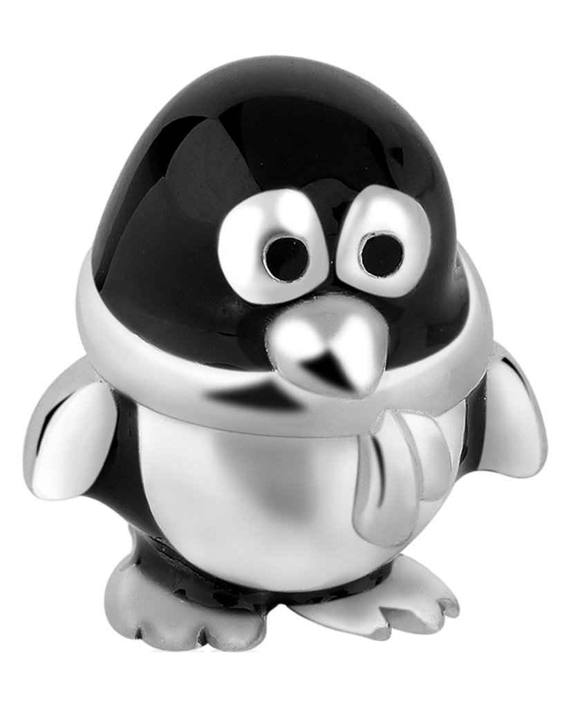 Nenalina Penguin silver bead with black enamel in 925 sterling silver, also compatible with Pandora beads bracelets, 717513-001