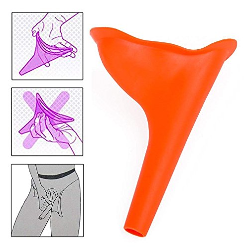 PRINTEMPS 6 Pack Orange Female Portable Urination Device, Pee Piss Standing up, Reusable Urinal Funnel for Women for Travel, Outdoor Activities, Camping, Hiking, Festivals