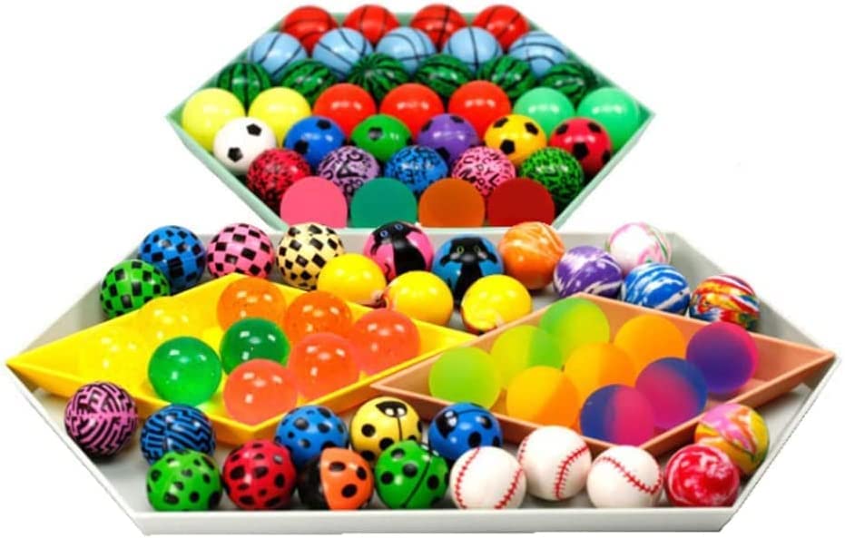 50 Pieces Assorted Colorful Bouncy Balls Bulk Mixed Pattern High Bouncing Balls for Kids Party Favors, Prizes, Birthdays Gift (28 mm)