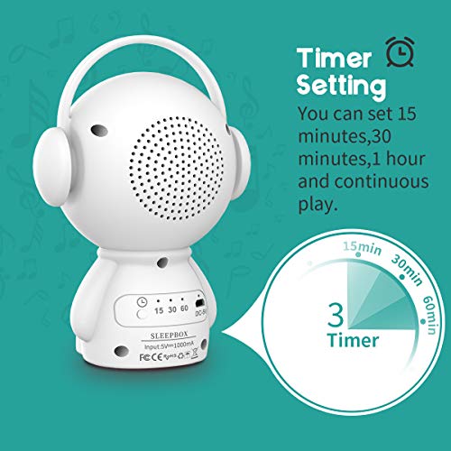 Sleepbox Portable Sound Machines for Baby Adults Rechargeable White