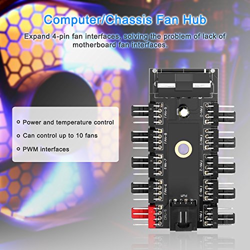 Electop PC Chassis Fan Hub CPU Cooling HUB 10 Port 12V 4 Pin Fan PWM Hub Molex Controller - //coolthings.us
