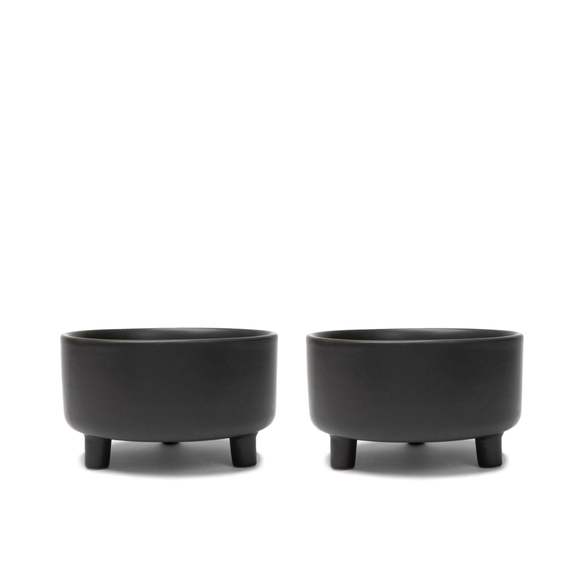 Photo 1 of Waggo Uplift Ceramic Dog Bowl for Small Medium and Large Breeds - Heavyweight and Durable Pet Food and Water Dish Crock, Dishwasher Safe, Modern, Elevated Feeder (Set of 2, Black, Medium)