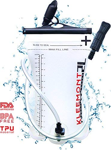 Kleemont Hydration Bladder, 2 Liter Leak Proof Water Reservoir, White Color Military Water Storage Bag, TPU Made BPA Free, Hydration Backpack Replacement, for Hiking Biking Climbing Cycling Running