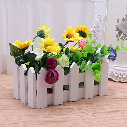 YDZN Wooden Fence Artificial Flower Plant Fence Picket Storage Holder Vase Garden Weeding Home Office Decoration (30 CM)