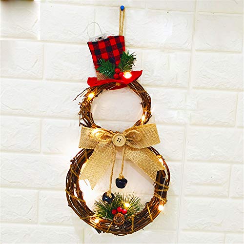 BiuBuy Lighted Christmas Wreath Decoration Battery Powered LED Wreath for Front Door Home Wall Decor and Party Décor (A)