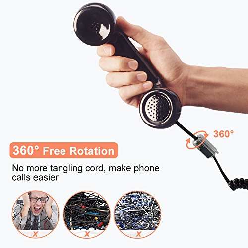 SINCODA 2 Pack 13 Ft Uncoiled Modular Coiled Telephone Phone Handset Curly Cable Cord +2 Pack 360° Telephone Cord Detangler Extended Rotating