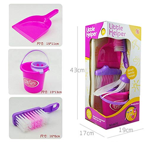 Fun Cleaning Set Girls Housekeeping Pink Sweep Pretend Play Kids Educational Children Assemblage Plastic - Thumbnail 6