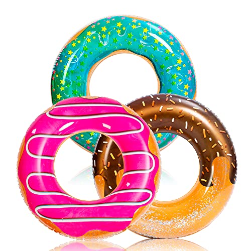 JOYIN 32.5"/82.5cm Inflatable Swimming Pool Float with Glitter (3 Pieces), Tube Float for Pool, Kids, Adults, Beach, Outdoor Party Supplies
