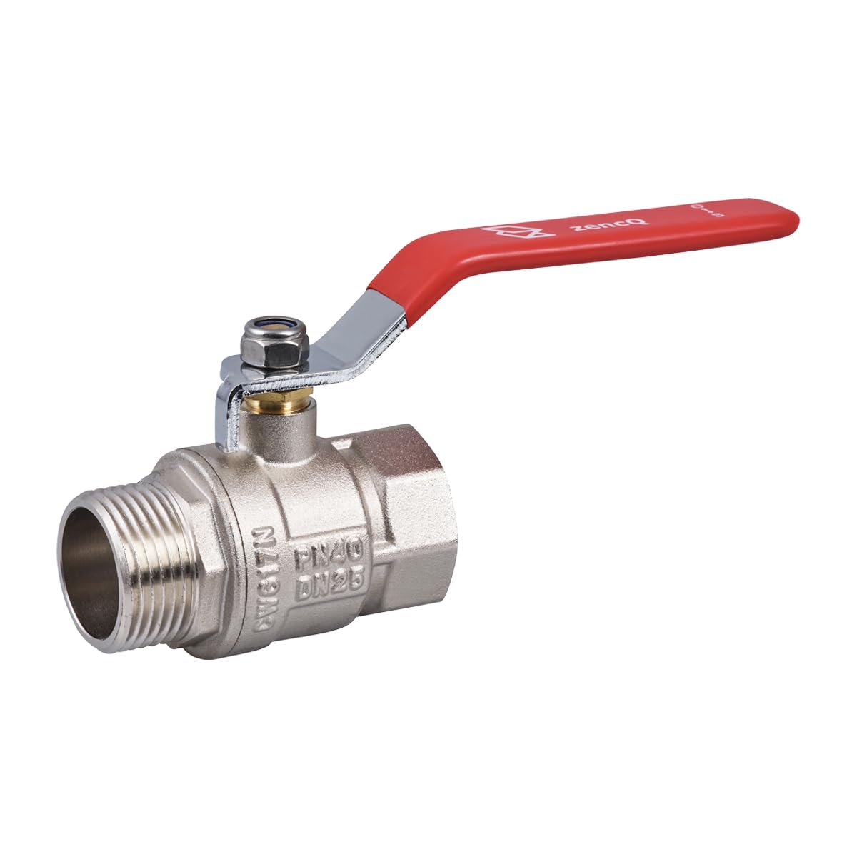 zencQ Ball Valve 1" MF 2.5 40PN External Thread Attachment Chrome Compressed Air Hot Water Nozzle Brass Pipe Angle Stainless Steel Composite Pipe Extension