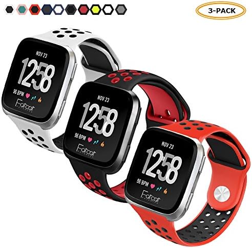 FatcatBand Fitbit Versa Strap Bands, Easy Adjust Breathable with Ventilation Holes Soft Silicone Sport Replacement Accessory Bracelet Straps for Fitbit Versa Fitness Activity Wristband