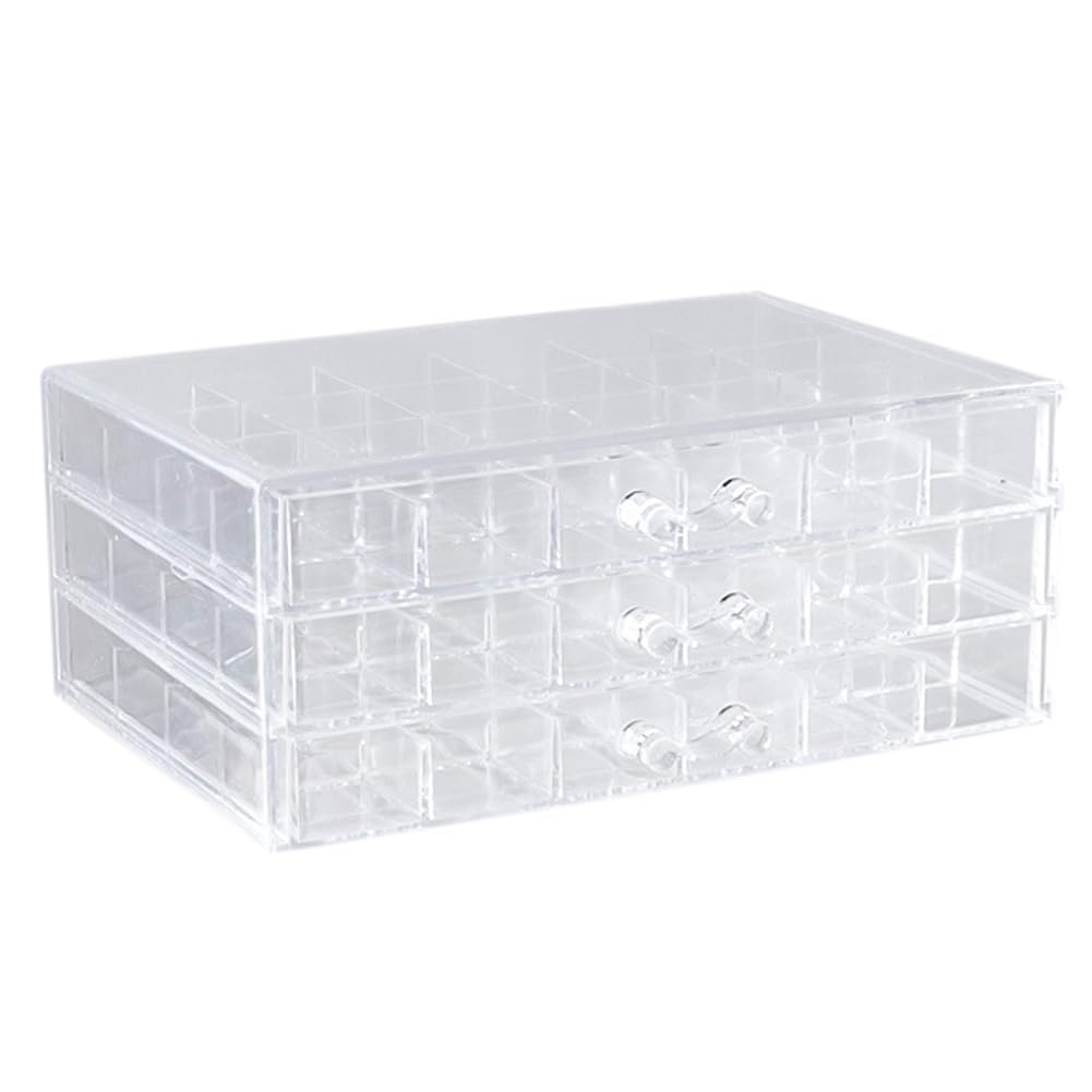 Compartment Storage Box 72 Grids Acrylic Organizer Box with 3 Drawers Storage Containers Transparent Organizer for Crafts Art Supply Painting Nail Tip Bead Earring Ring (Clear)