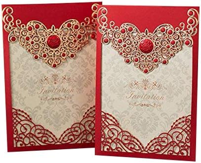 Ponatia 25pcs Lacer Cut Sposa E Sposo Inviti Di Auguri Per Anniversario Di Matrimonio Invito Di Matrimonio Fidanzamento Inviti Inviti Red 1 Amazon It Casa E Cucina