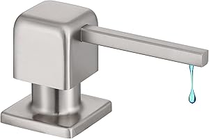CREA Soap Dispenser for Kitchen Sink, Kitchen Soap Dispenser Brushed Nickel Square Built in Sink Soap Dispenser for Bathroom with 17 OZ Bottle