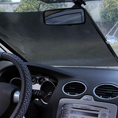 JQXB Car Sunshades, Front Windscreen Sunshades for Baby Roller Blind Retractable Auto Sunshade Protector Blocks Harmful UV Rays to Protect Kids, Pets,Black,58×125cm