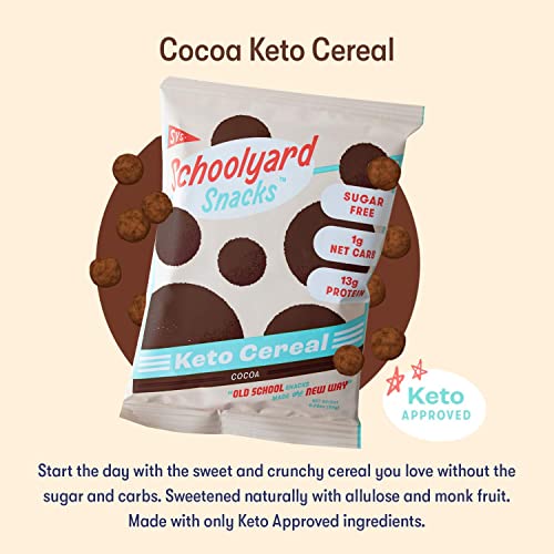 Schoolyard Snacks Keto Cereal Low Carb, Zero Sugar (Cocoa 12 Pack) A Healthy High Protein