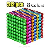 MICOSBVX 512 Pcs 5MM Magnets Sculpture Building Blocks Toys for Intelligence Learning, Stress Relief & Gift for Adults (512 Pcs（8 Colors）)