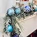 Valery Madelyn Pre-Lit 6 Feet Winter Wishes Blue Silver Christmas Garland with Artificial Greenery Frosted Spruce, Christmas Ball Ornaments and Snowflake, Battery Operated 20 LED Lights