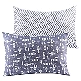 Kids Toddler Pillowcases UOMNY 2 Pack 100% Cotton Pillowslip Case 13 x 18 for Kids Bedding Small Fish/Wave