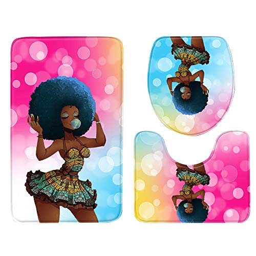 image for Sothread African Women with Purple Hair Print Skidproof Toilet Seat Co