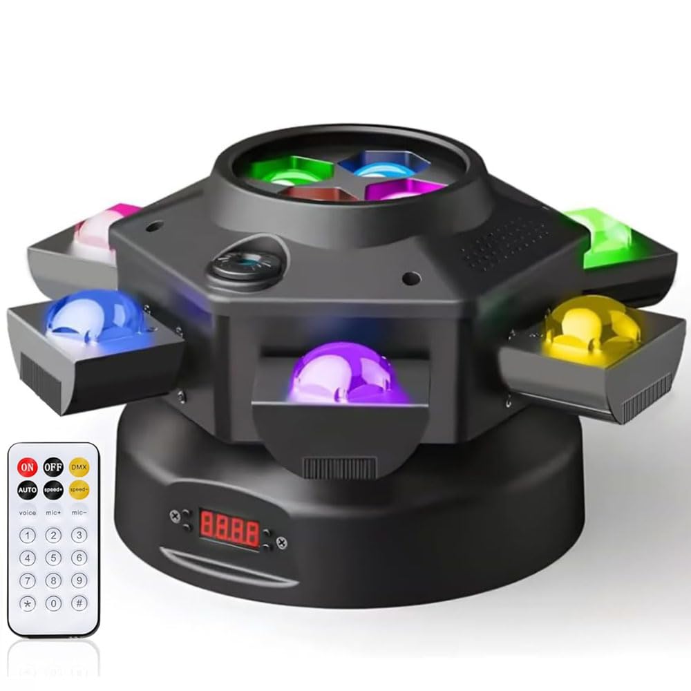 Photo 1 of ***MISSING POWER CABLE & REMOTE*** LED Six Arms Effect Light, Moving Head DJ Lights 150W DJ Laser Light 6 Arms Party Lights RGBW 4 in1, DMX512 Sound Activated with Mixed Stage Lighting Effects for Parties Disco Club Bar KTV Wedding