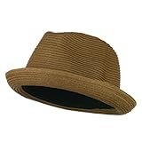 Tri-Colored Men's Fedora Paper Straw Hat - Light Brown W19S67B