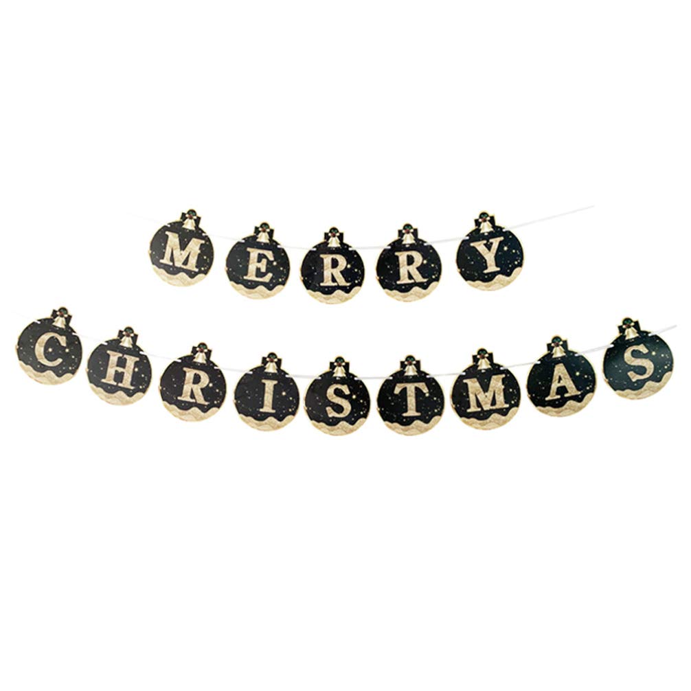 Christmas Banner Decorative Hanging Letter Merry Christmas Garland Paper Banner Pull Flag Party Supplies for Christmas