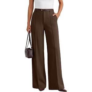 LILLUSORY High Waisted Front Seam Stretchy Dress Work Pants with Pockets | Wide Leg & Drapey Fit, Functional Side Pockets, Bu