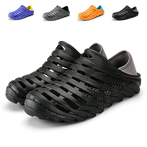 Kqpoinw Summer Unisex Garden Clogs Walking Slippers Lightweight Breathable Sandals Anti-Slip Quick Drying Beach Water Shoes ((Men)10.5 US/45 EU=10.83", Black)