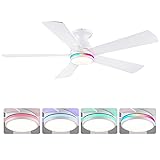 BYKISTOK 52" Flush Mount RGB Ceiling Fans with