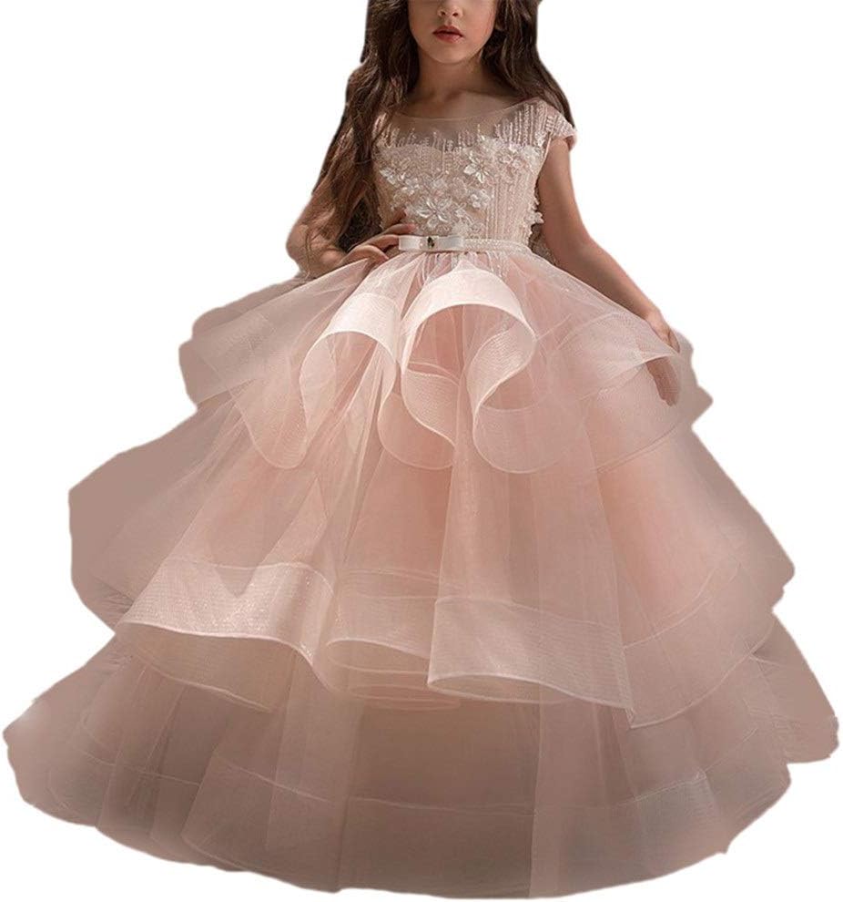 Children's princess dress fluffy girl catwalk dress small host piano performance clothing costume flower girl skirt fluffy girl catwalk dress Birthday Show Hosted Puffed Maxi Dress Special Occasion Da