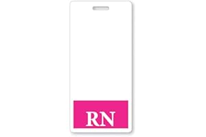 Pink RN Badge Buddy - VERTICAL - Heavy Duty Spill Proof & Tear Resistant Cards - Double Sided- Quick Role Identifier ID Buddies for Registered Nurse - Printed in The USA by Specialist ID (Single Item)