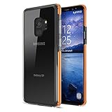 Maxboost Galaxy S9 Case HyperPro Series with Heavy Duty GXD-Gel Protection [Clear/Orange] Enhanced Hand-Grip TPU Cushion + Transparent Hybrid Cover for Samsung Galaxy S 9 Phone (2018)
