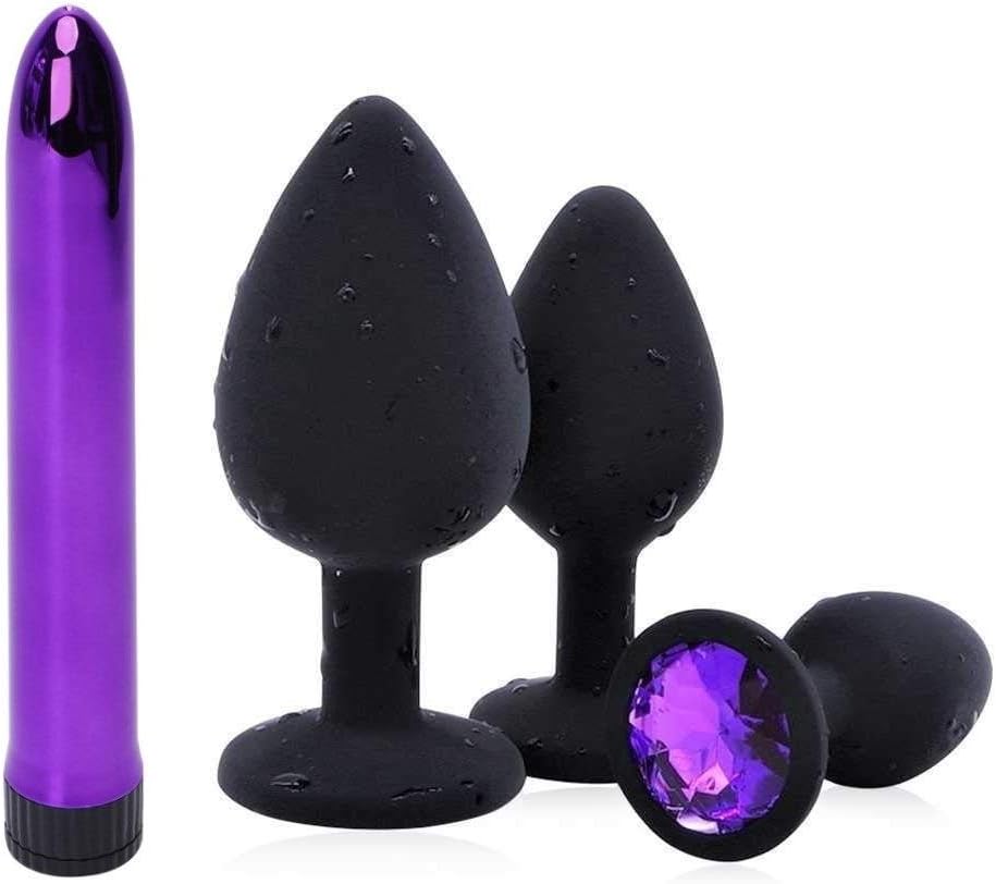 Cllandy 6-4Pcs/Set Soft Medical Silicone Trainer Kit Ànâ.les Plù-.gs Beginner Set for Women and Men (Black3)