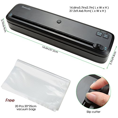 Vacuum Sealer, Homecube 4-in-1 Automatic Food Sealers with Starter Bags & Roll for Food Savers and Sous Vide Plus 20 FREE Sealable Bags - Thumbnail 4