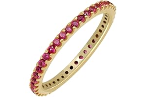 GOURIK Stackable Eternity Ring for Women |Gold Plated – Ruby, Blue Sapphire, Simulated Diamond, Pink Sapphire, Emerald| Wedding Band |hypoallergenic Rings| Labradorite Ring | Birthstone Gift Jewelry for Her