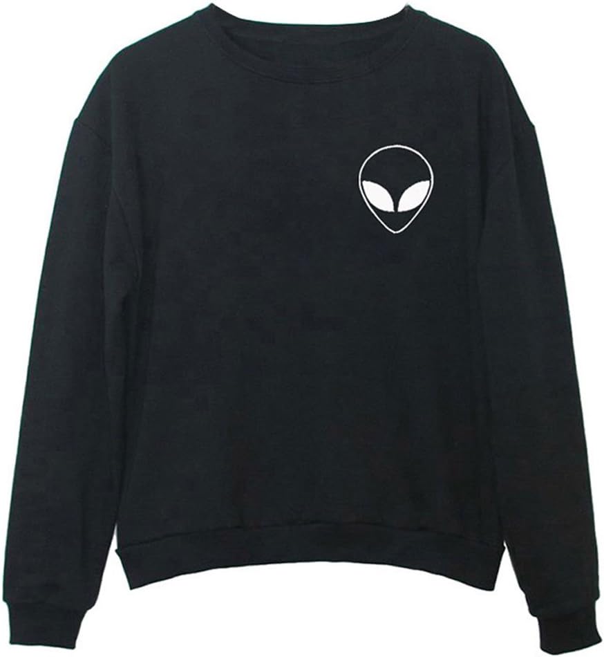 Calvary Black Tumblr Women's Fashion Casual Tops Ladies Pullovers Long Sleeve Letter Print Sweatshirts Sweater