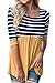 Liyuandian Womens Striped Flared Hem Ruffle 3/4 Sleeve Loose Peplum Babydoll Tunic Tops