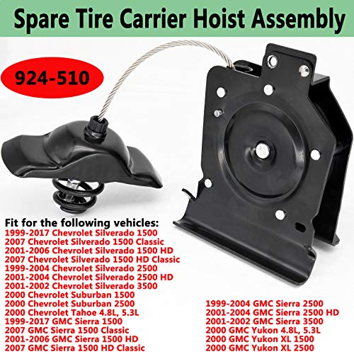 924-510 Spare Tire Hoist,Spare Tire Winch Carrier Hoist Assembly,Compatible with Chevy Silverado GMC Sierra 1500 HD Classic 2500 HD 3500 Chevrolet Tahoe GMC Yukon,Replaces#20870067,15703311,15866164 - Image 3