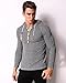 MODCHOK Men's Casual V Neck T-Shirt Long Sleeve Hoodie Sports Hooded Jacket Tops (L, Light Grey 1)