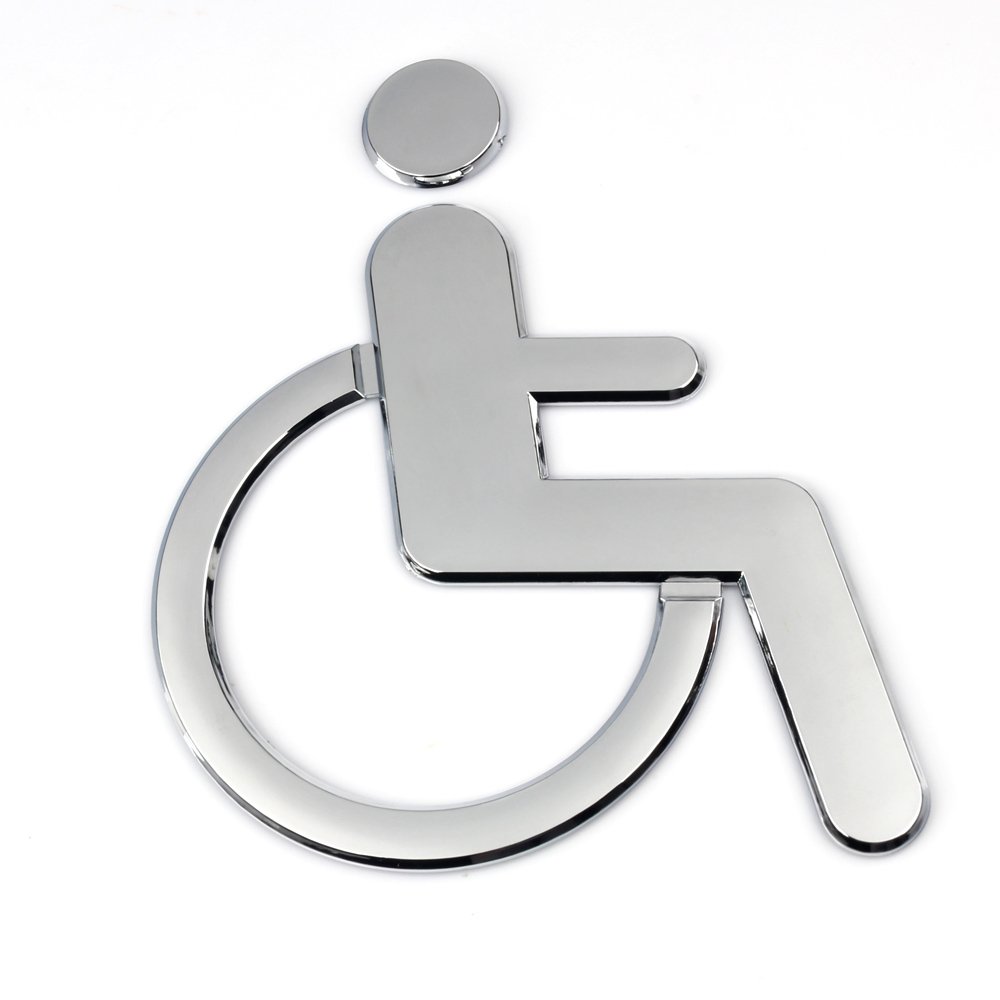 Z-Color 1Pcs Public Toilet Signs WC Wall Stickers Decals Toilet Door Signs Restroom Washroom Signage Handicap (Silver-Wheelchair)