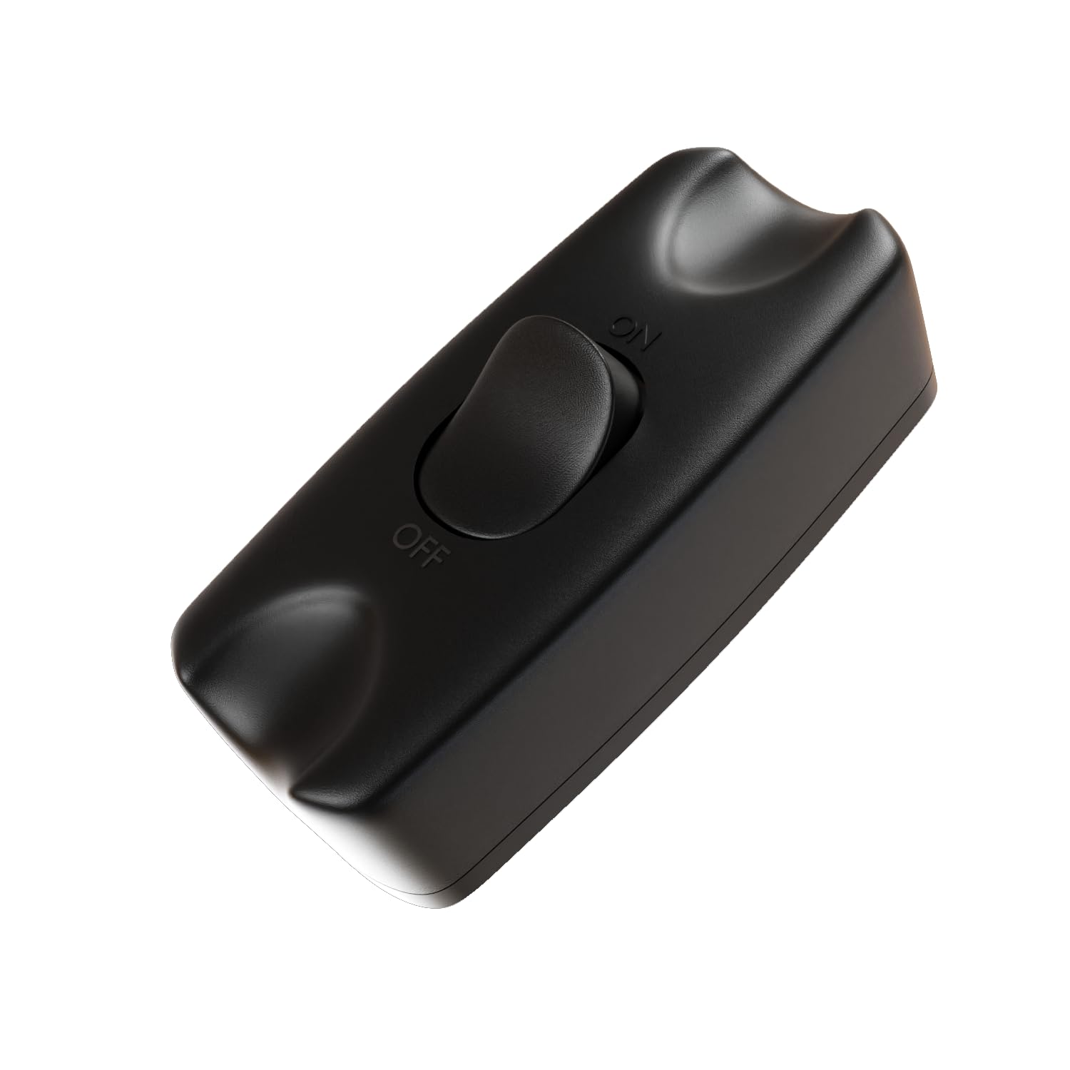 rhinocables - In-Line Rocker Switch | 2 Amp for Lighting Control | Easy Installation | Compact Design 15x25x60mm | 2-Core Flex Cable Compatible, Black, Plastic