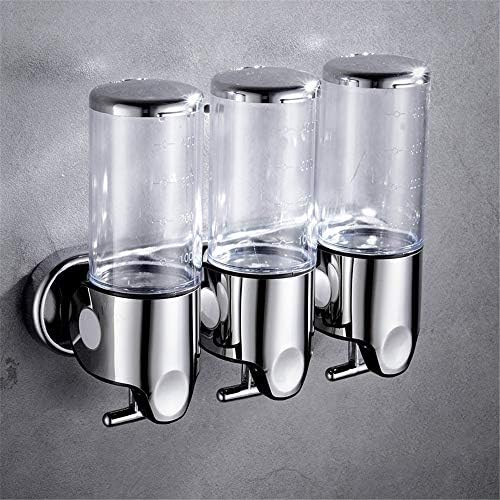 Cuutiik Shower Dispensers,For Hotel Home Soap Dispenser Wall Mount Bathroom Shower Dispenser 3 Chamber,Clear
