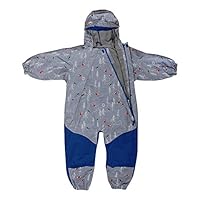 Kids Water-Proof Fleece-Lined Rain Suit One-Piece Hooded (The Rockies,2T)