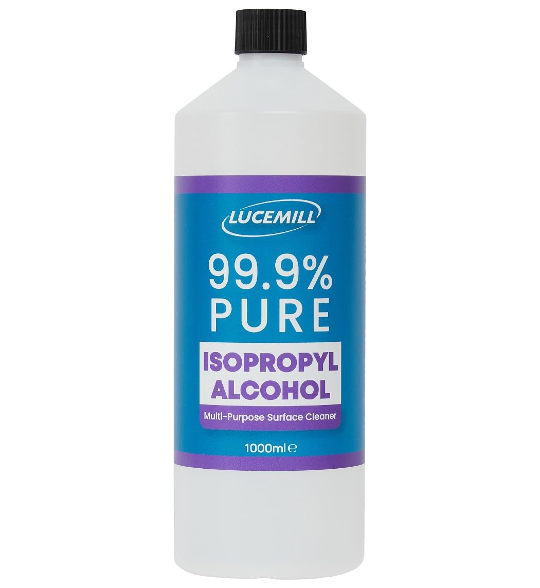 Lucemill 99.9% Isopropyl alcohol | 1 litre | Super Strength IPA First Aid Antiseptic | 99.9% Isopropyl Alcohol | Clear Liquid