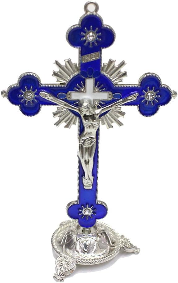 Vxhohdoxs Church Relics Jesus on The Stand Cross Wall Crucifix Antique Home Chapel Decor